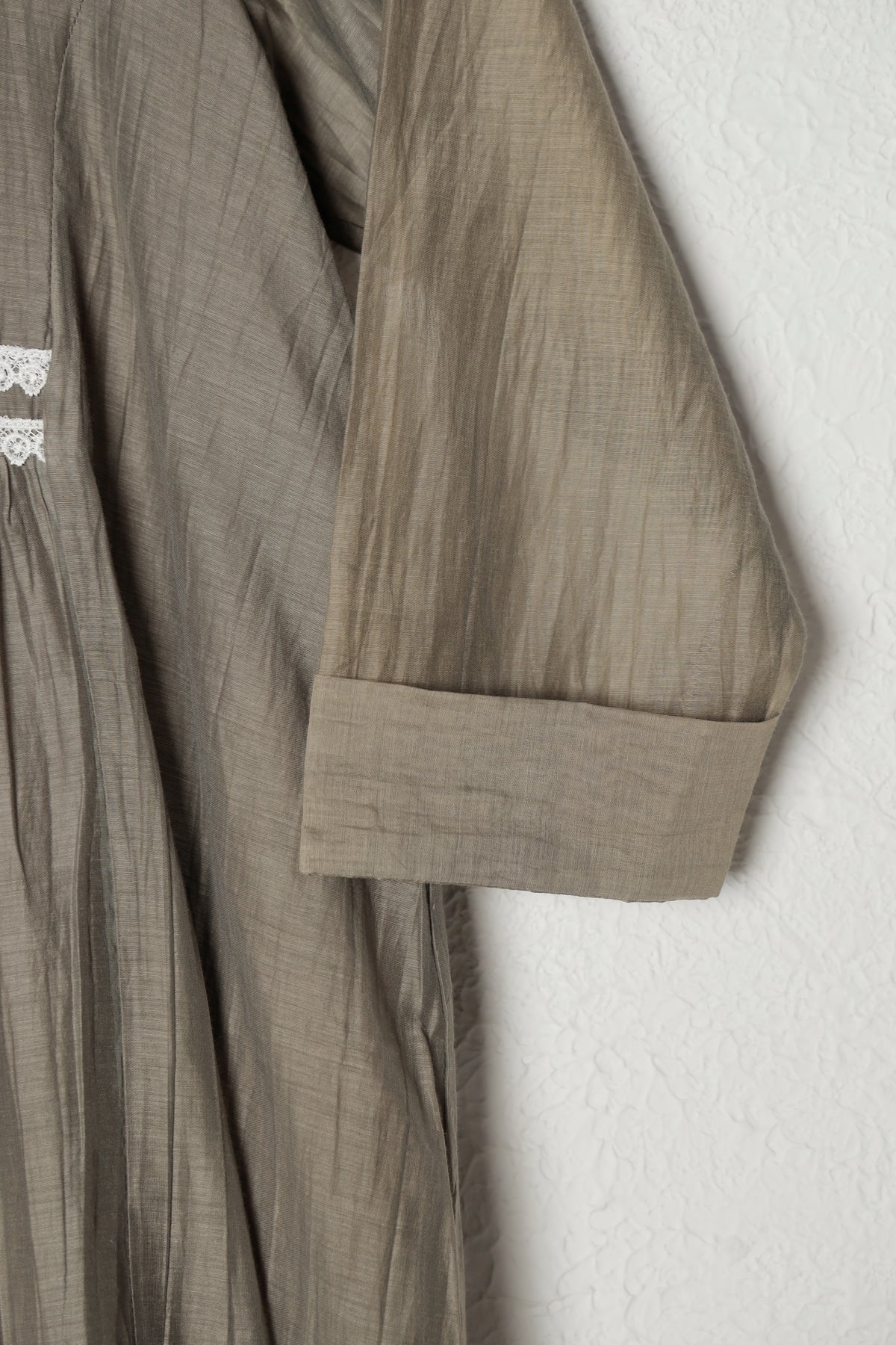 Beige Embroidered Mul Chanderi Dress