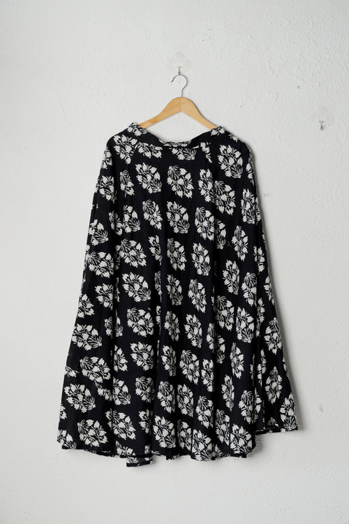 Black and White Printed Cotton Skirt Set