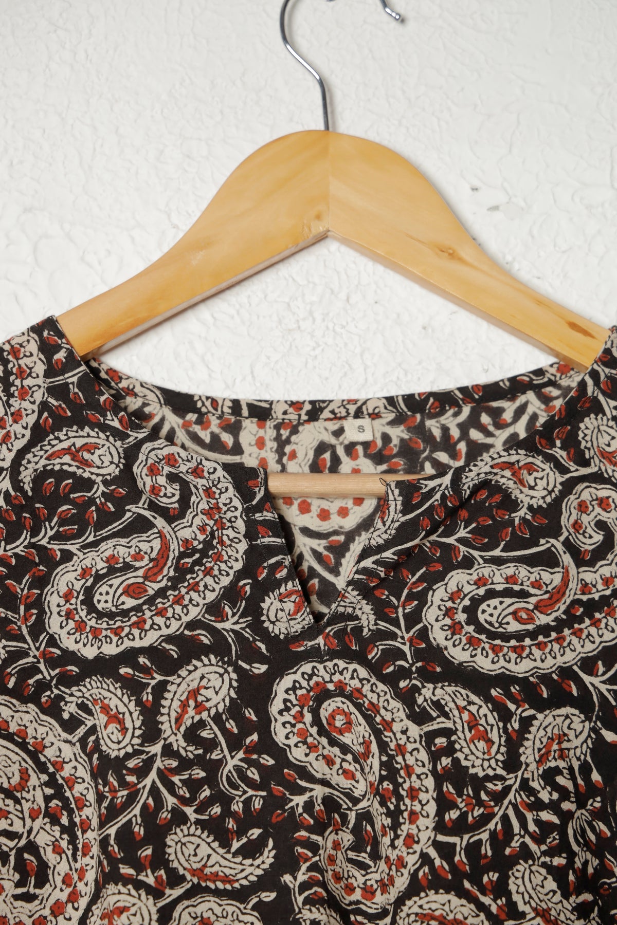 Black Printed Cotton Short Kurta