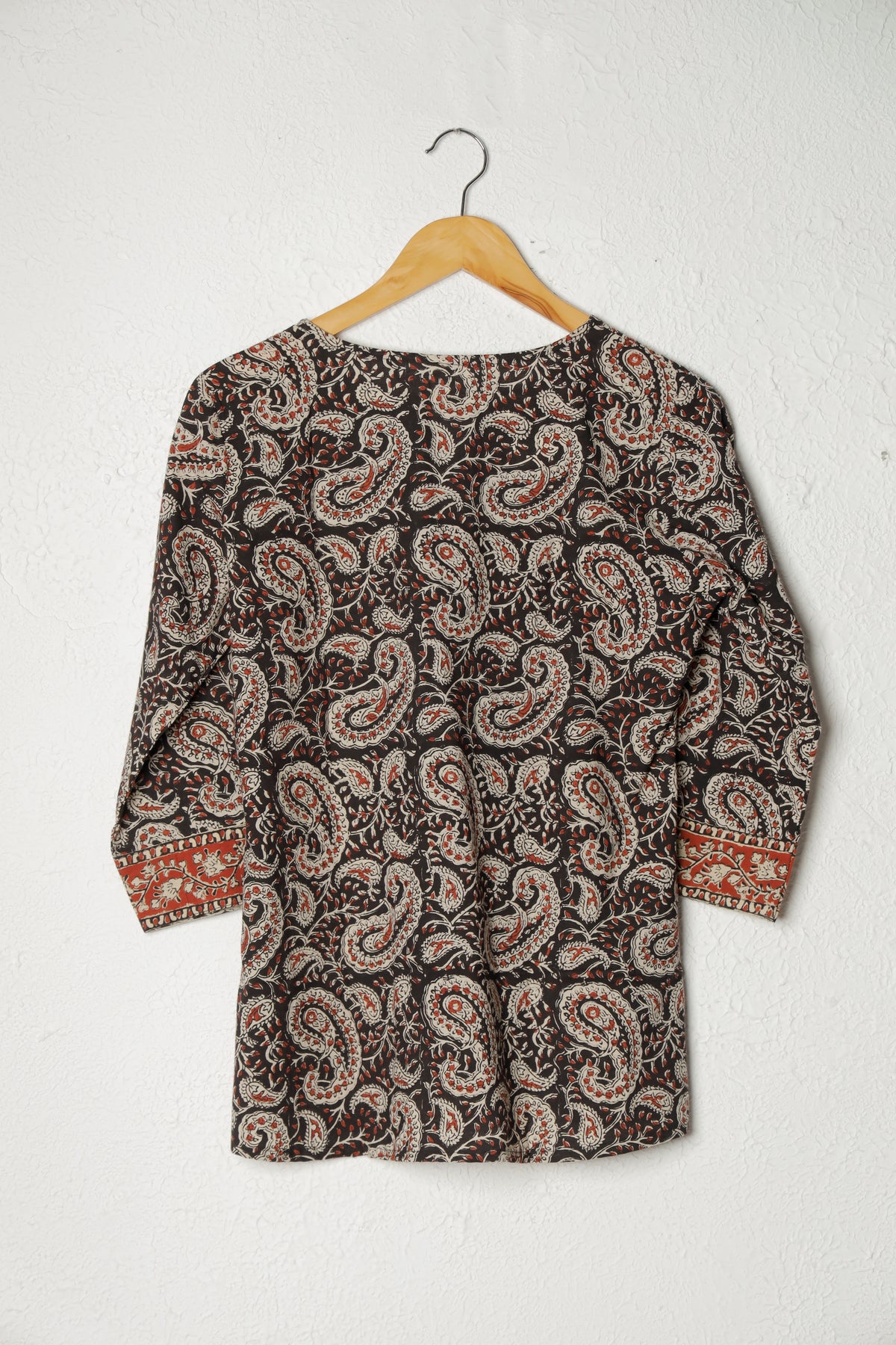 Black Printed Cotton Short Kurta