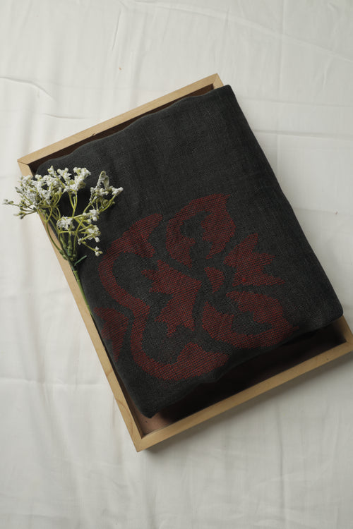 Black Linen Cotton Handloom Sari