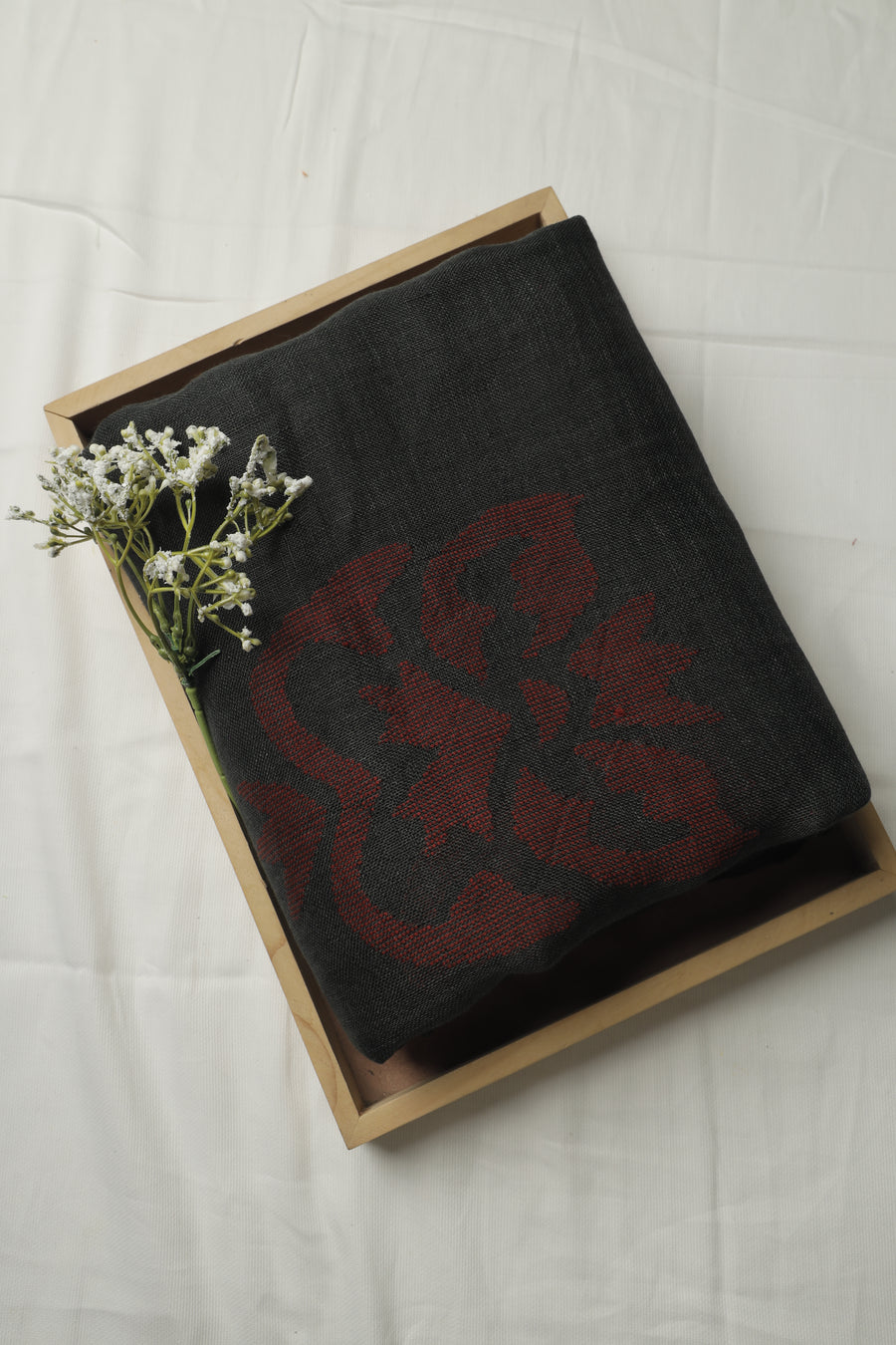 Black Linen Cotton Handloom Sari