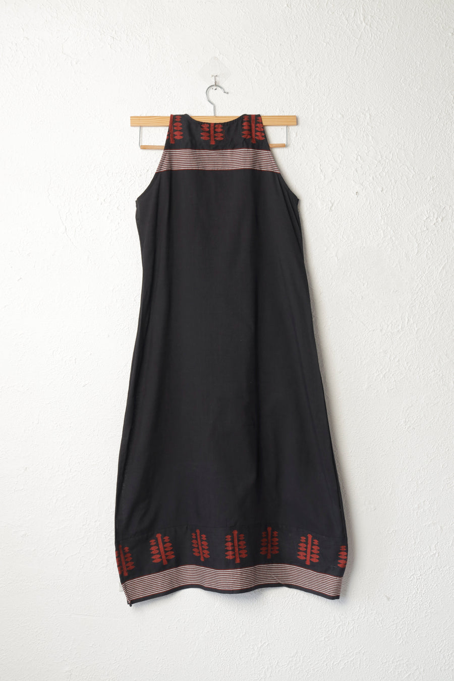 Black, Maroon and Grey Handloom Cotton Dress