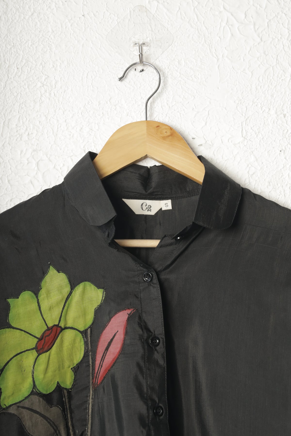 Black Silk Kalamkari Patchwork Top