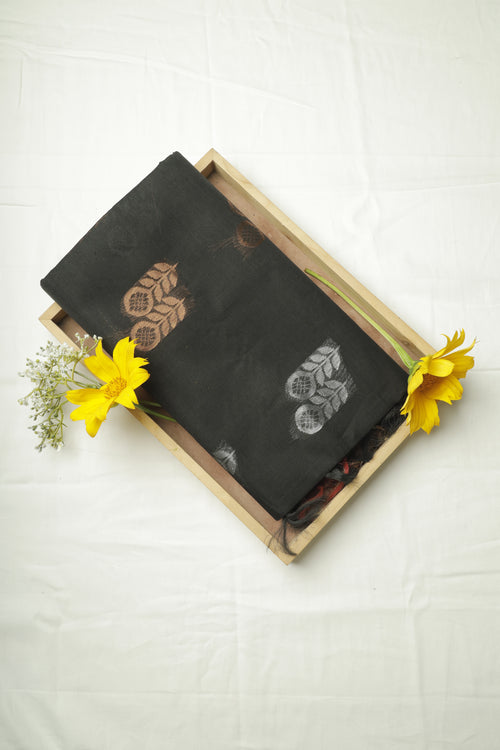 Black Zari Boti Loom Sari