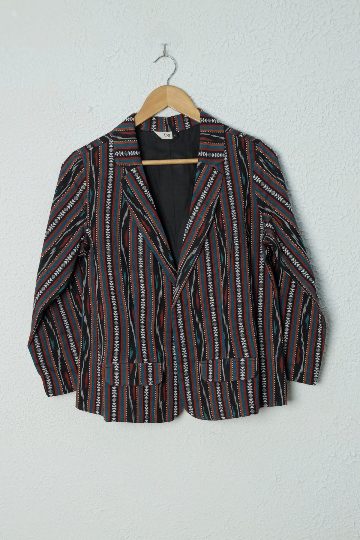 Black Ikkat weave Cotton  Jacket 