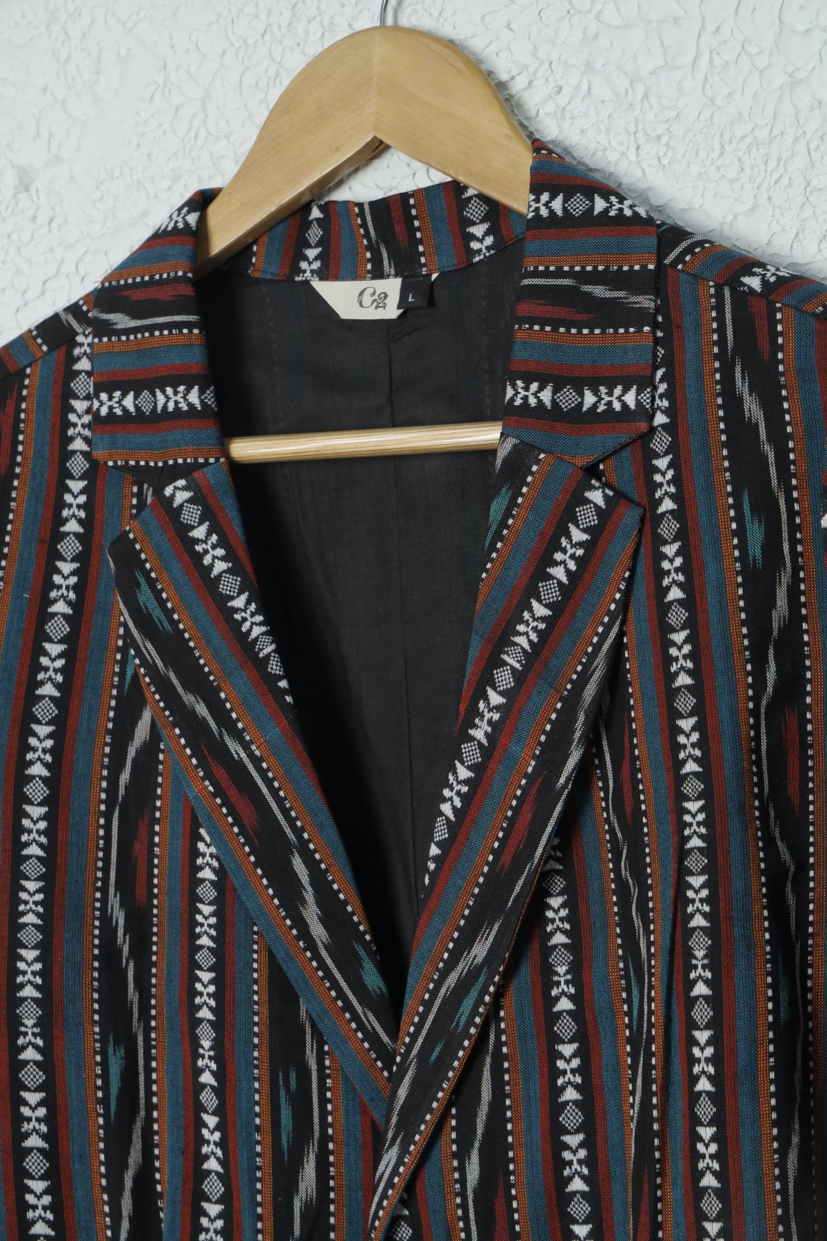Black Ikkat weave Cotton  Jacket 