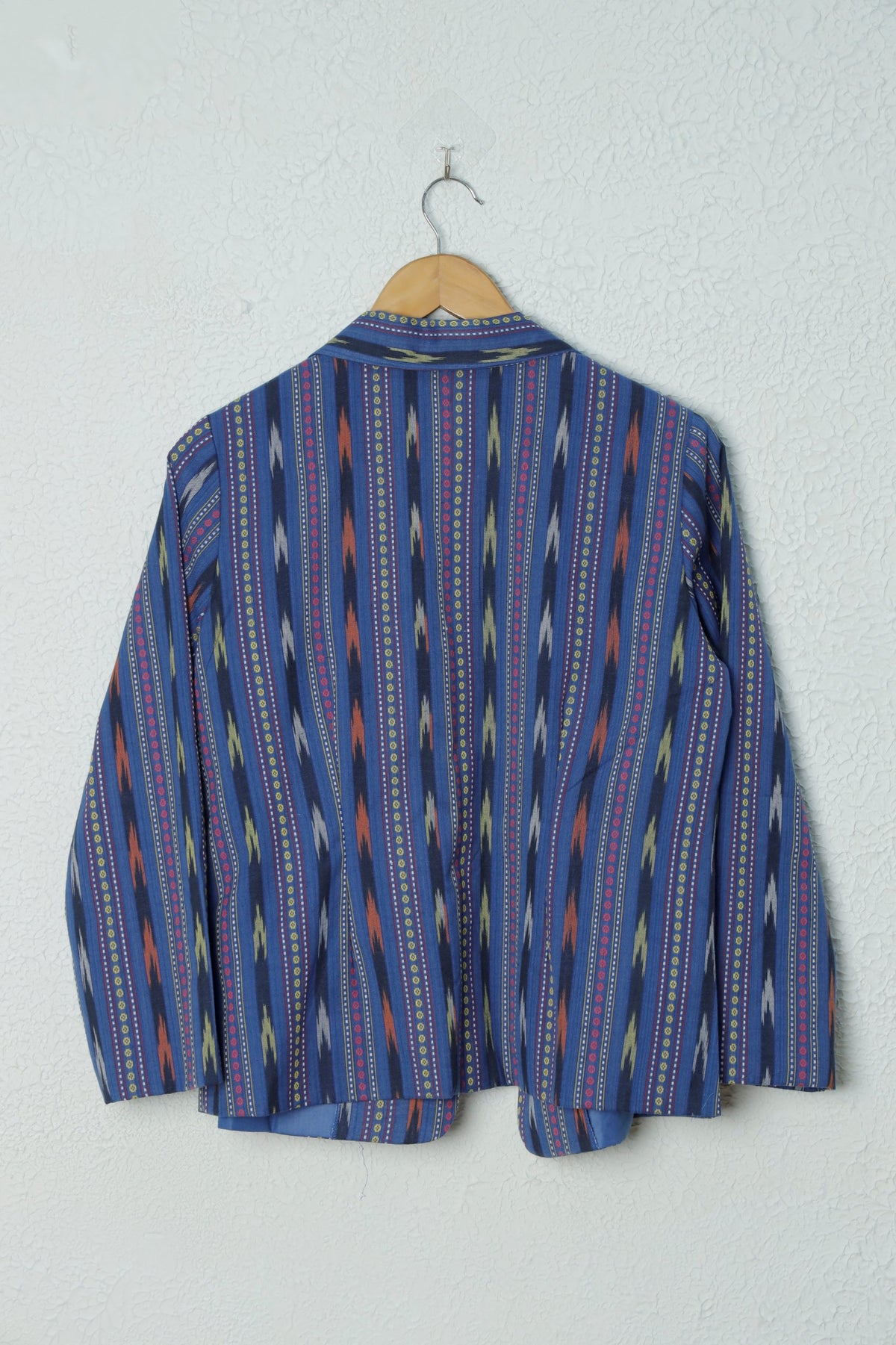 Blue Ikkat weave Cotton  Jacket 