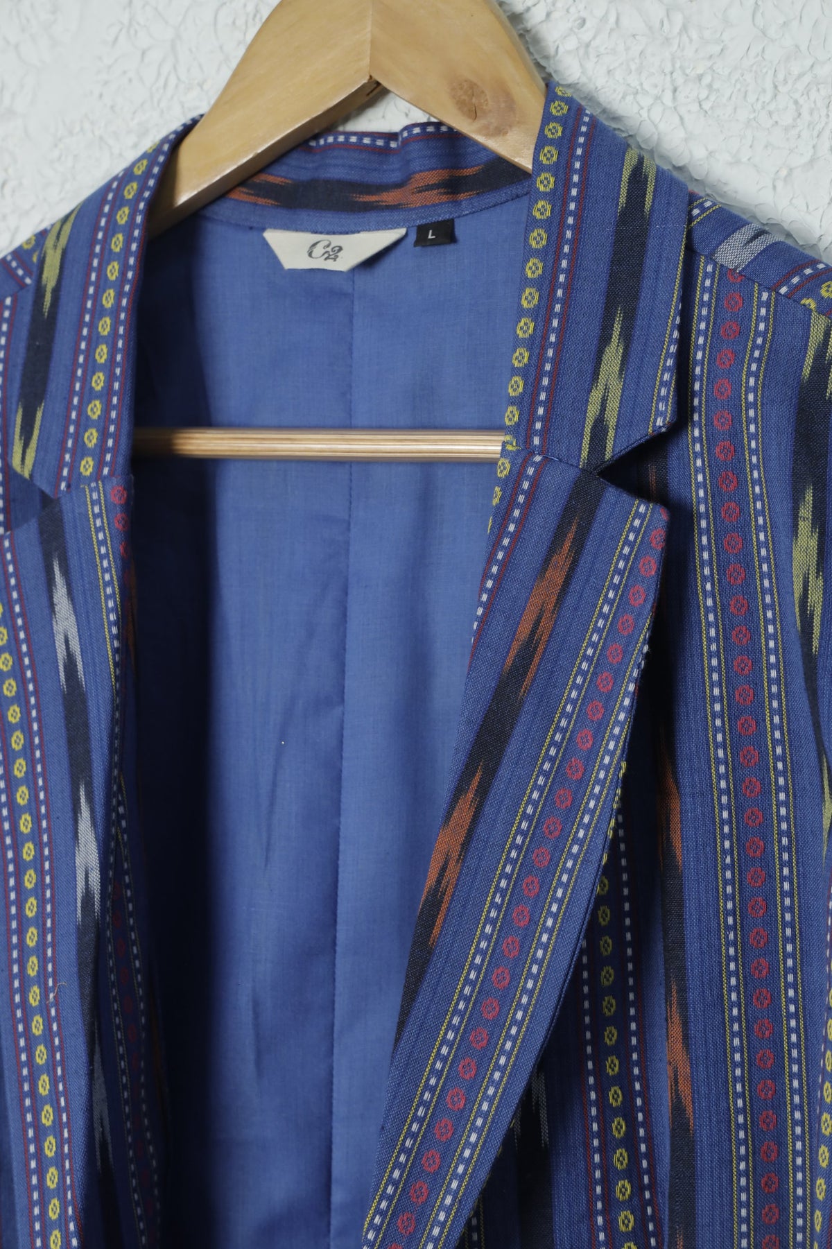 Blue Ikkat weave Cotton  Jacket 