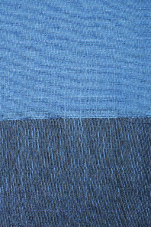 Blue and Black Bengal Cotton Handloom Khadi Sari