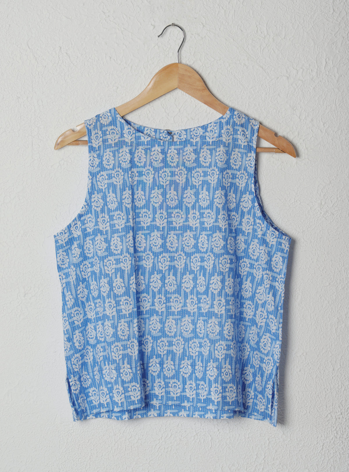 Blue and White Printed Cotton Skirt Set