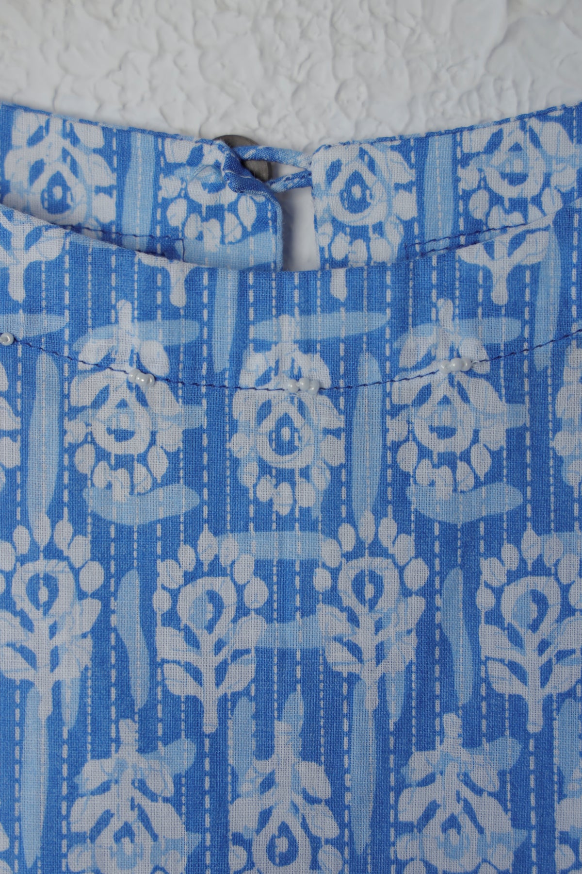 Blue and White Printed Cotton Skirt Set