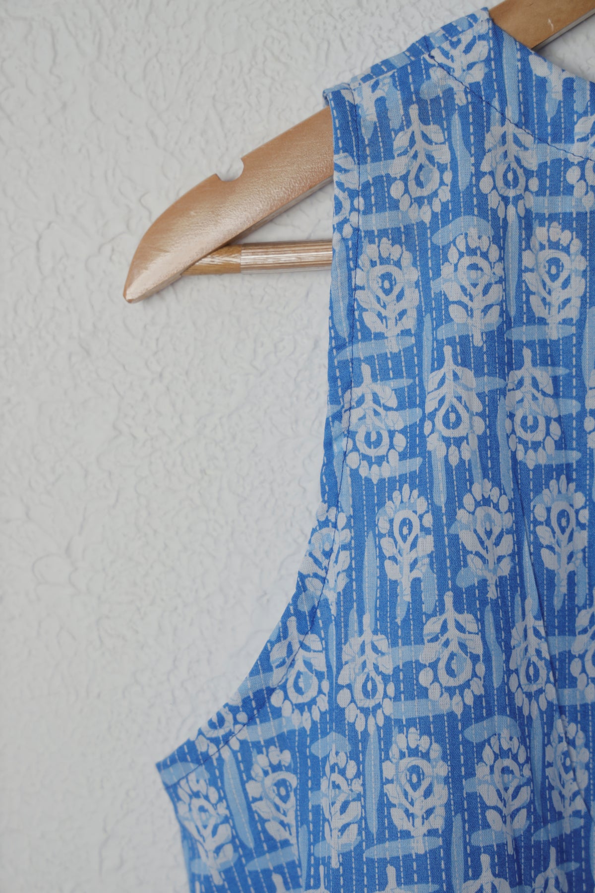 Blue and White Printed Cotton Skirt Set