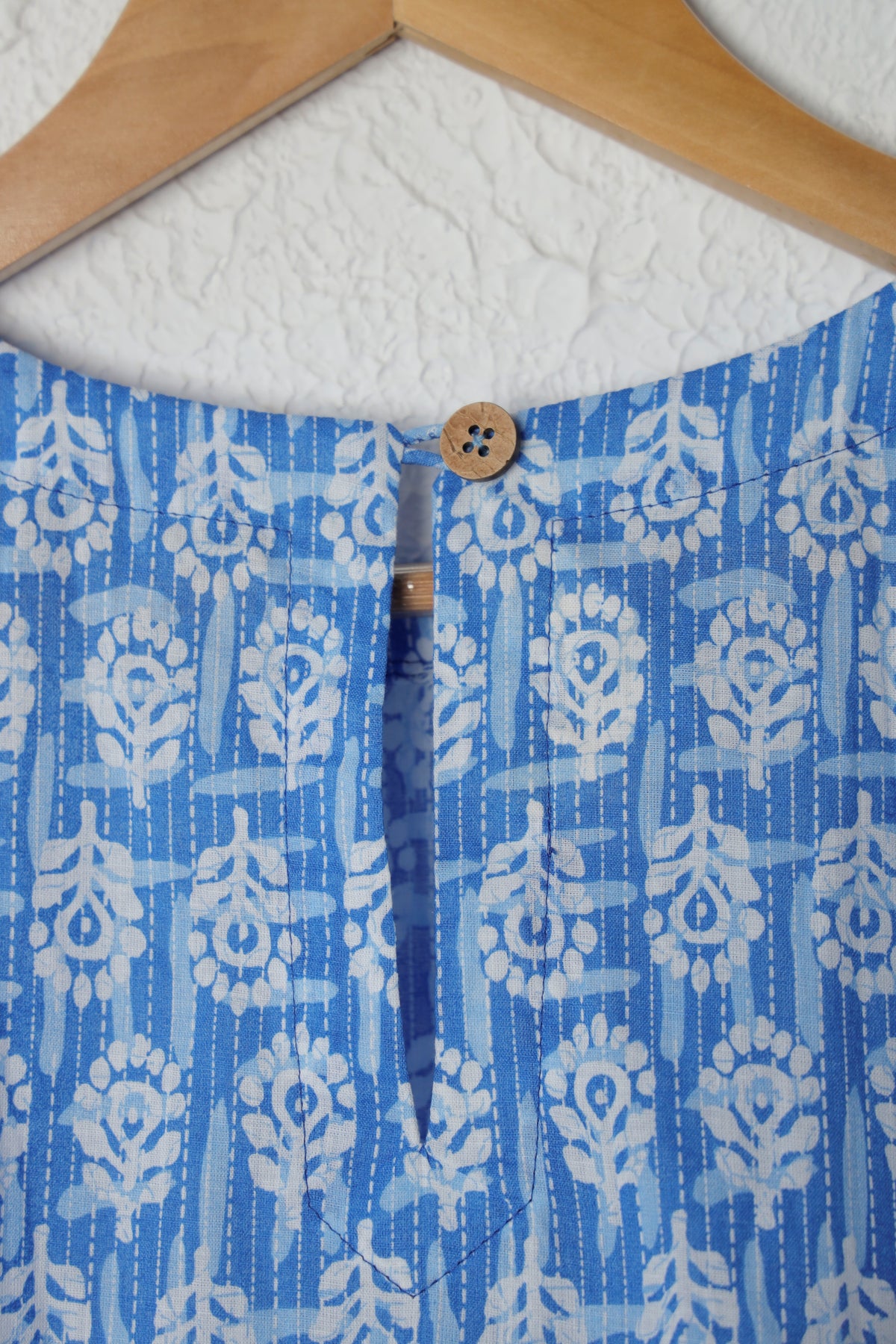 Blue and White Printed Cotton Skirt Set