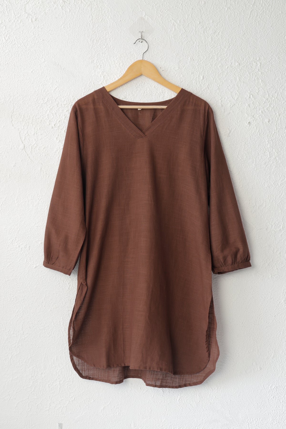 Chocolate Brown Solid Cotton co-ord set