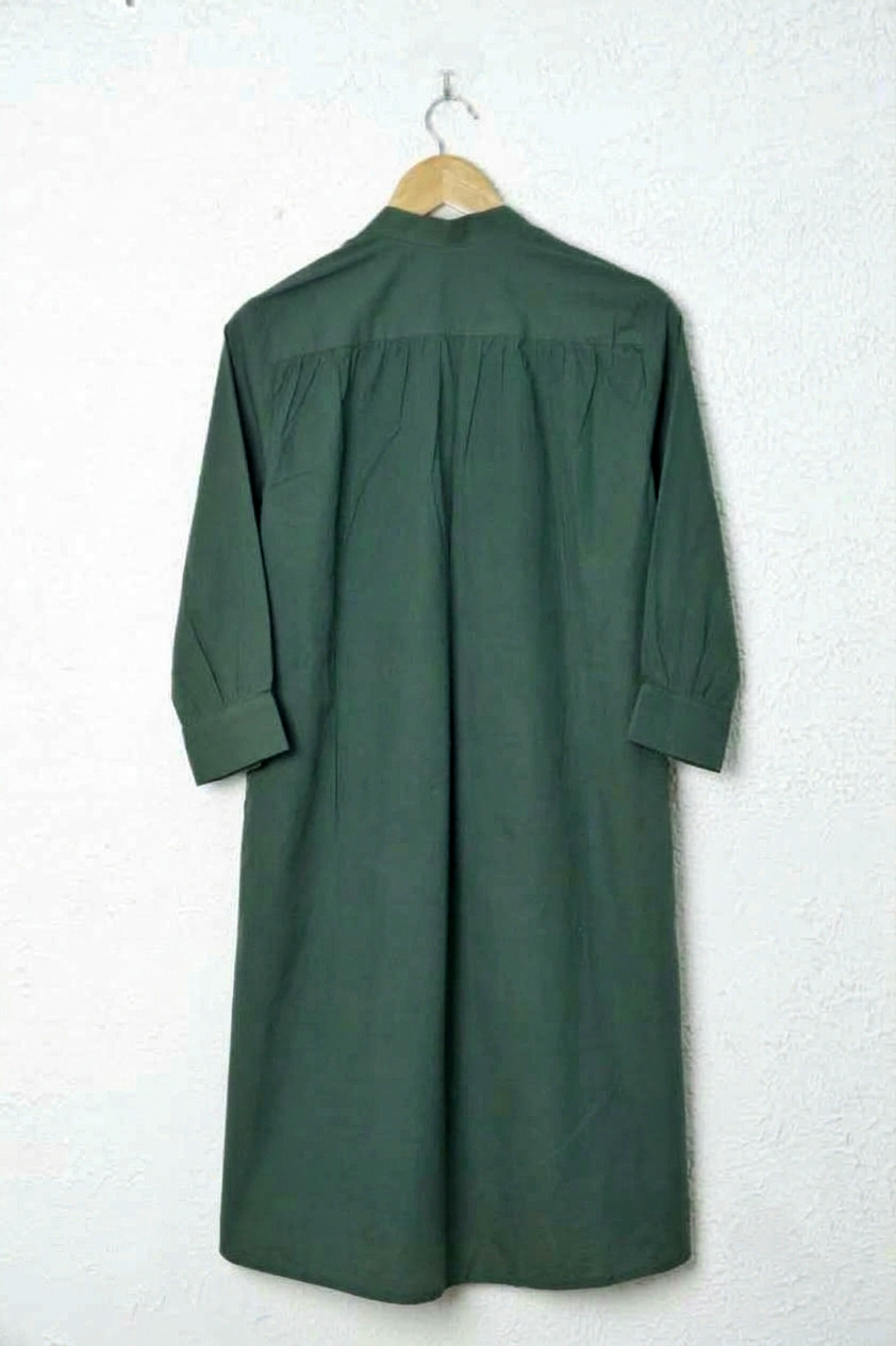 Dark Green Pintex Cotton Dress