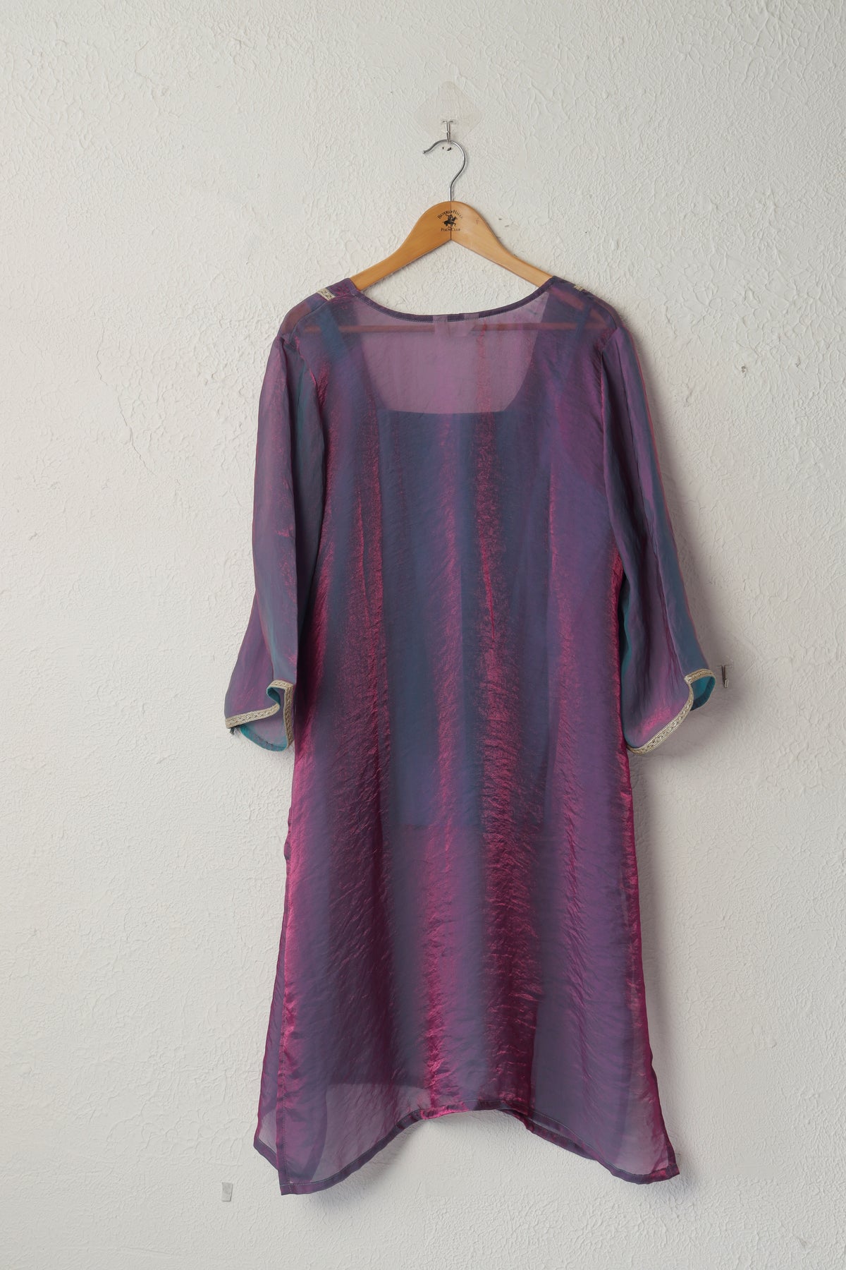 Dark Purple Fendi Chiffon Kurta Set with Lace Work