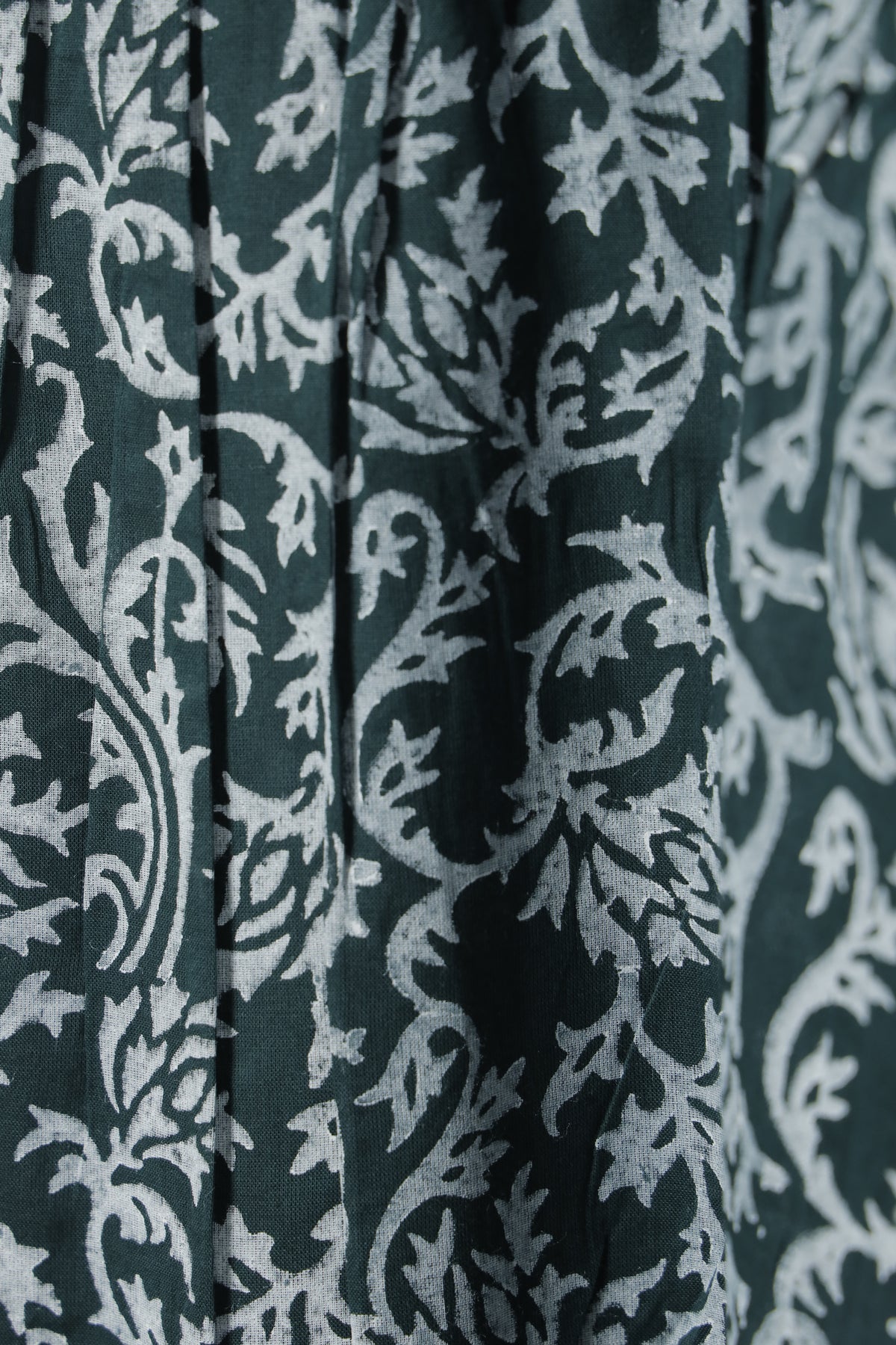 Green Sleeveless Hand Block Print A-Line Cotton Dress