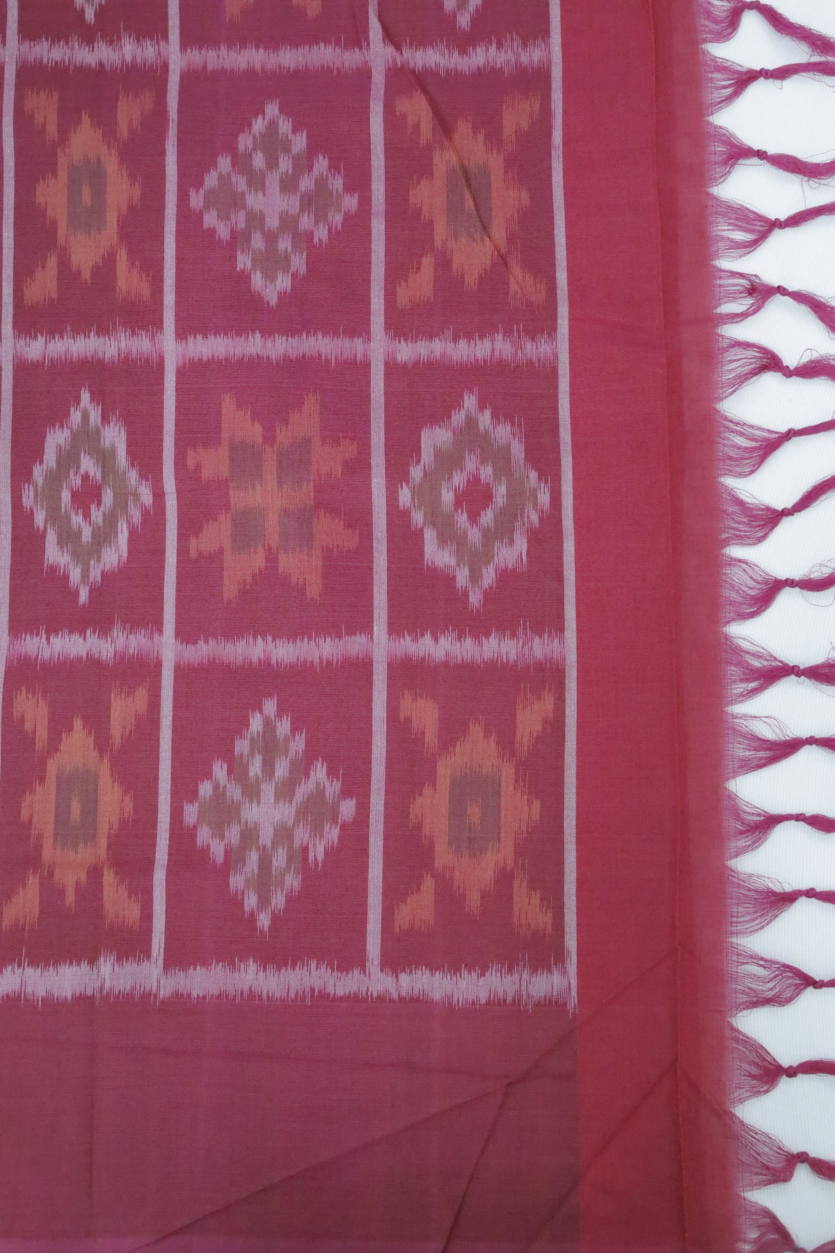 Kesari Ikat Weave Handloom Cotton Sari