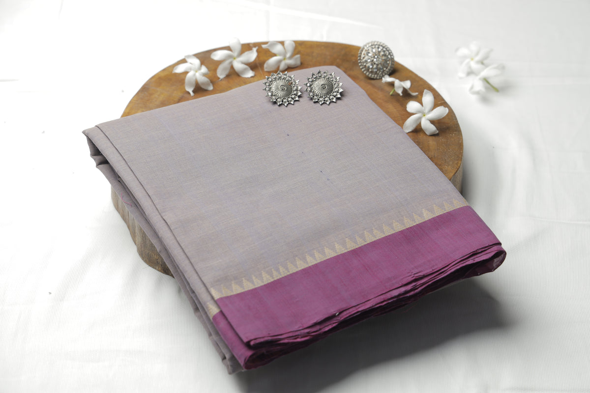 Lavender N Handloom Loom Sari