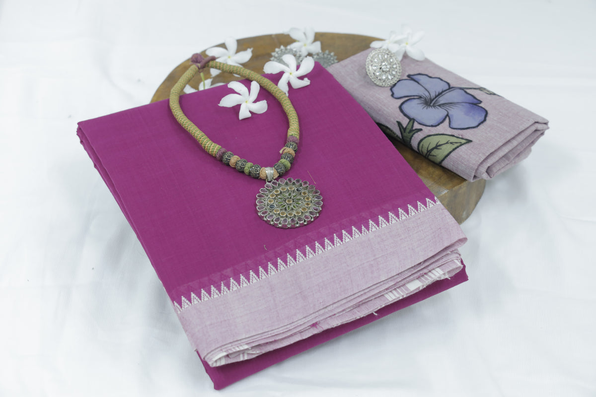 Magenta N Handloom Loom Sari