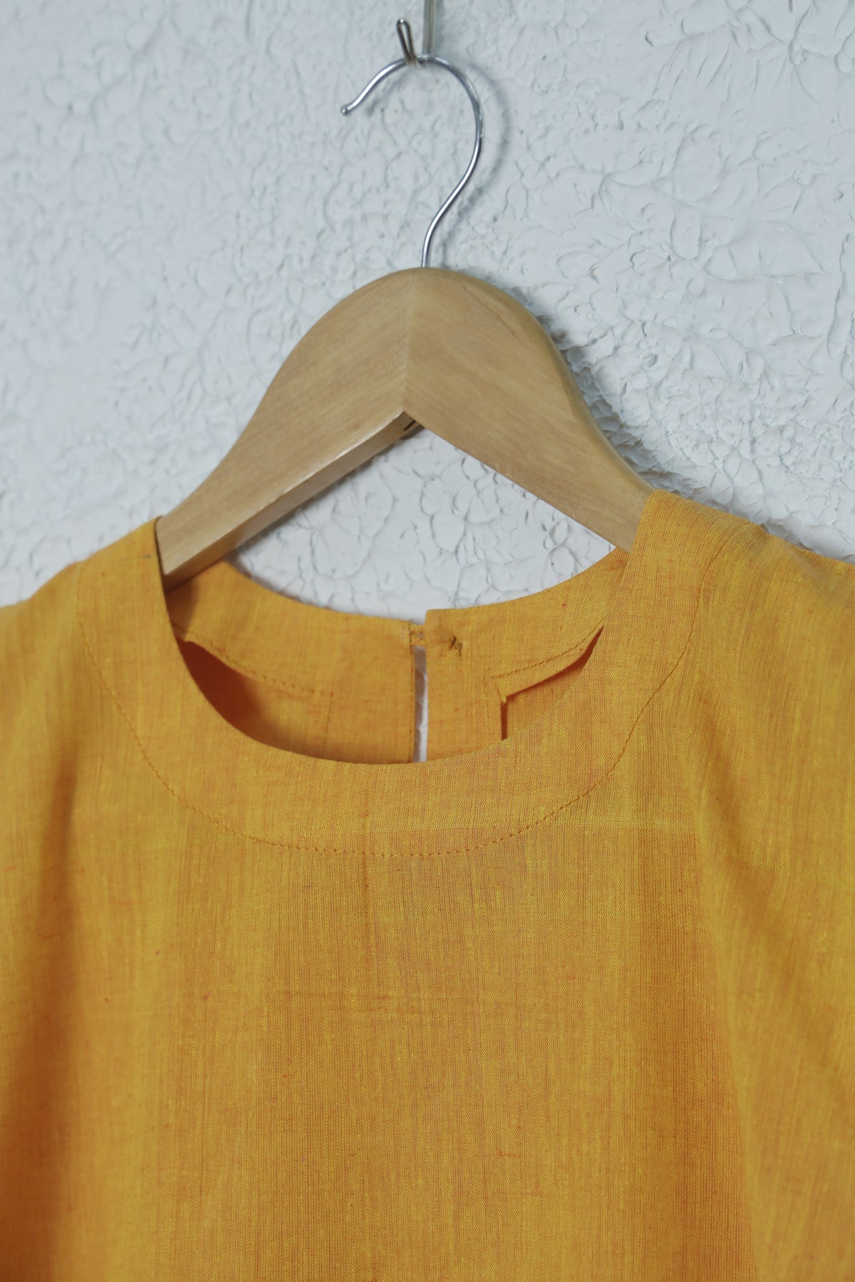 Mango Yellow Handloom Kurta with Cotton Kalamkari Patchwork