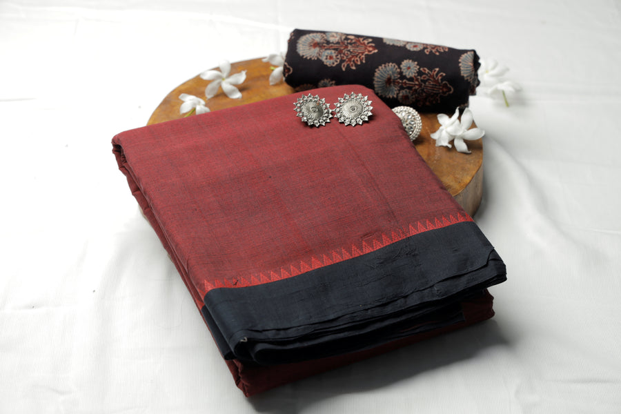 Maroon N Handloom Loom Sari