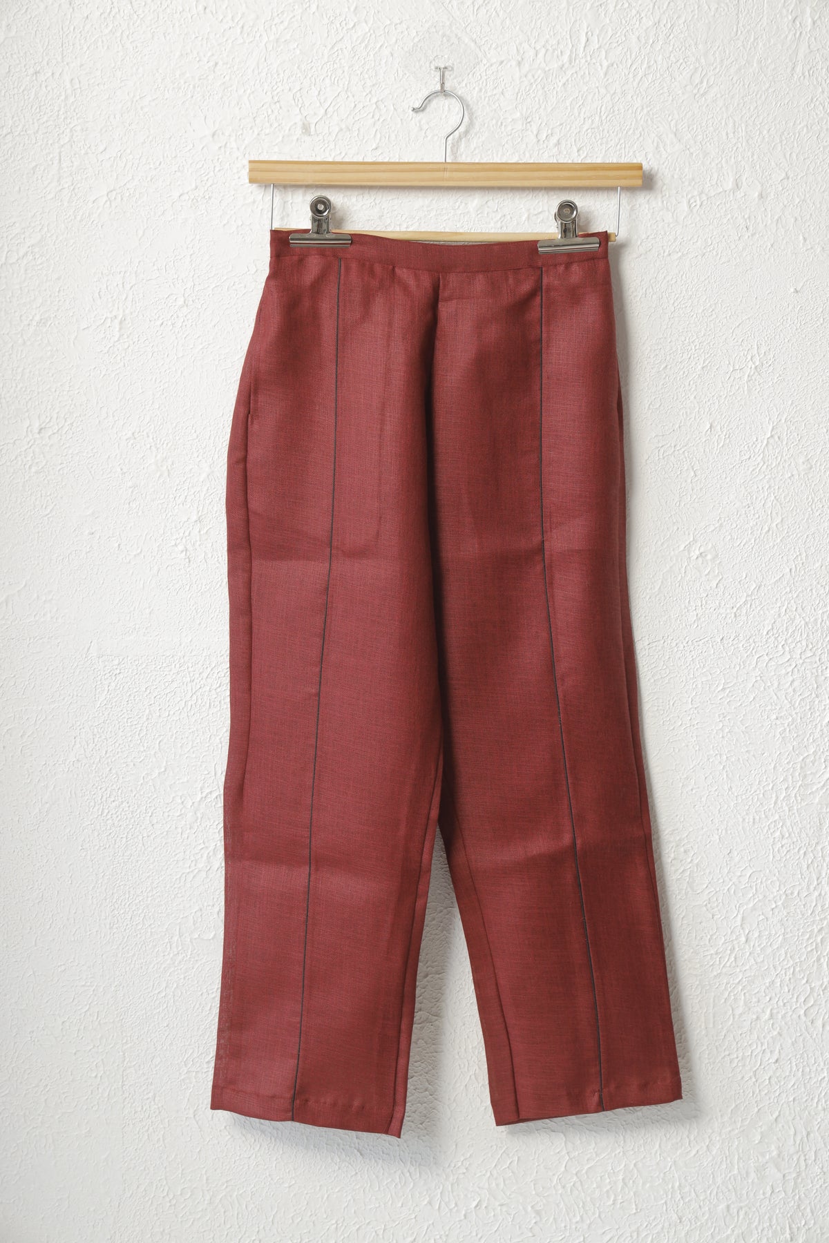 Maroon Solid Linen Kurta Set