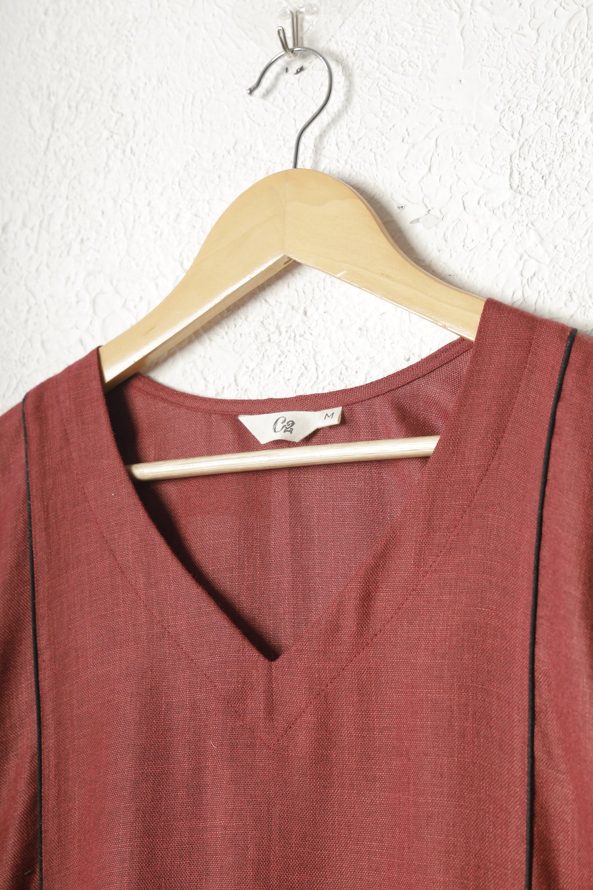 Maroon Solid Linen Kurta Set