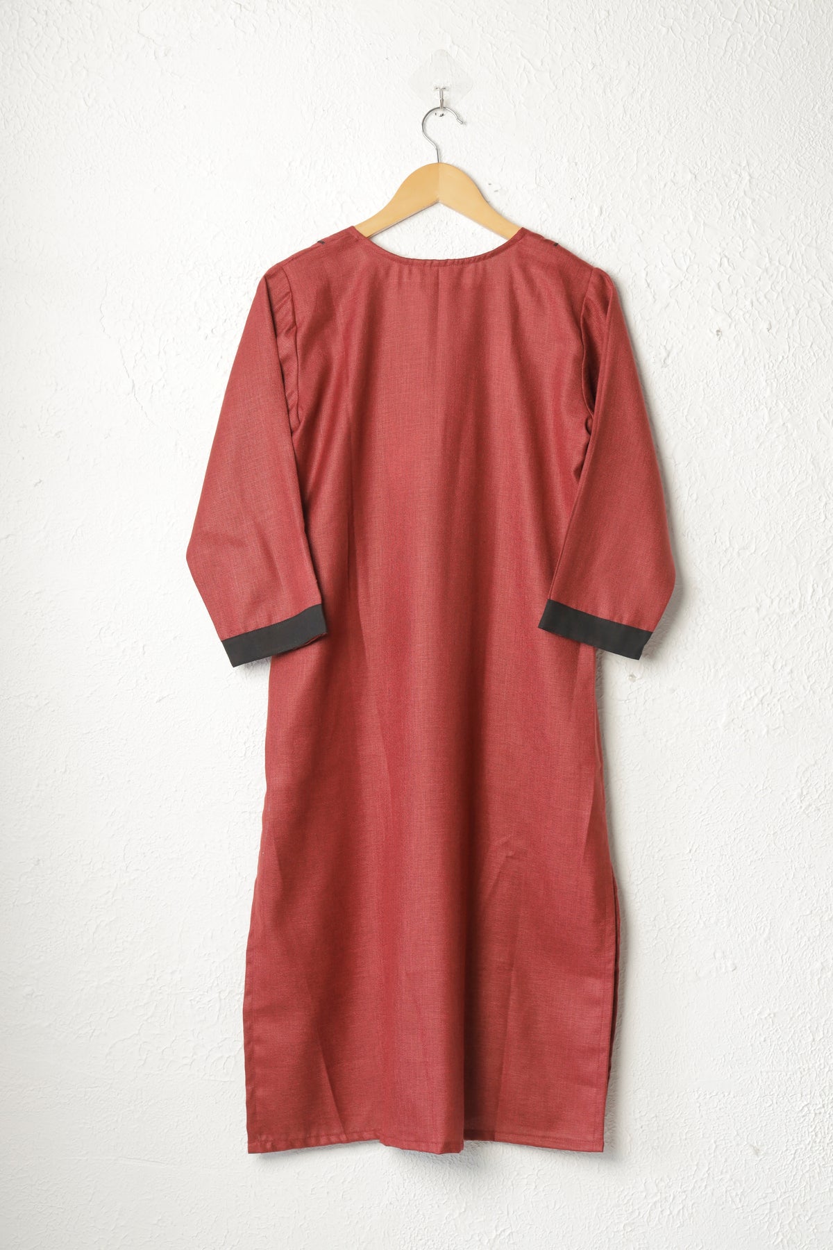 Maroon Solid Linen Kurta Set