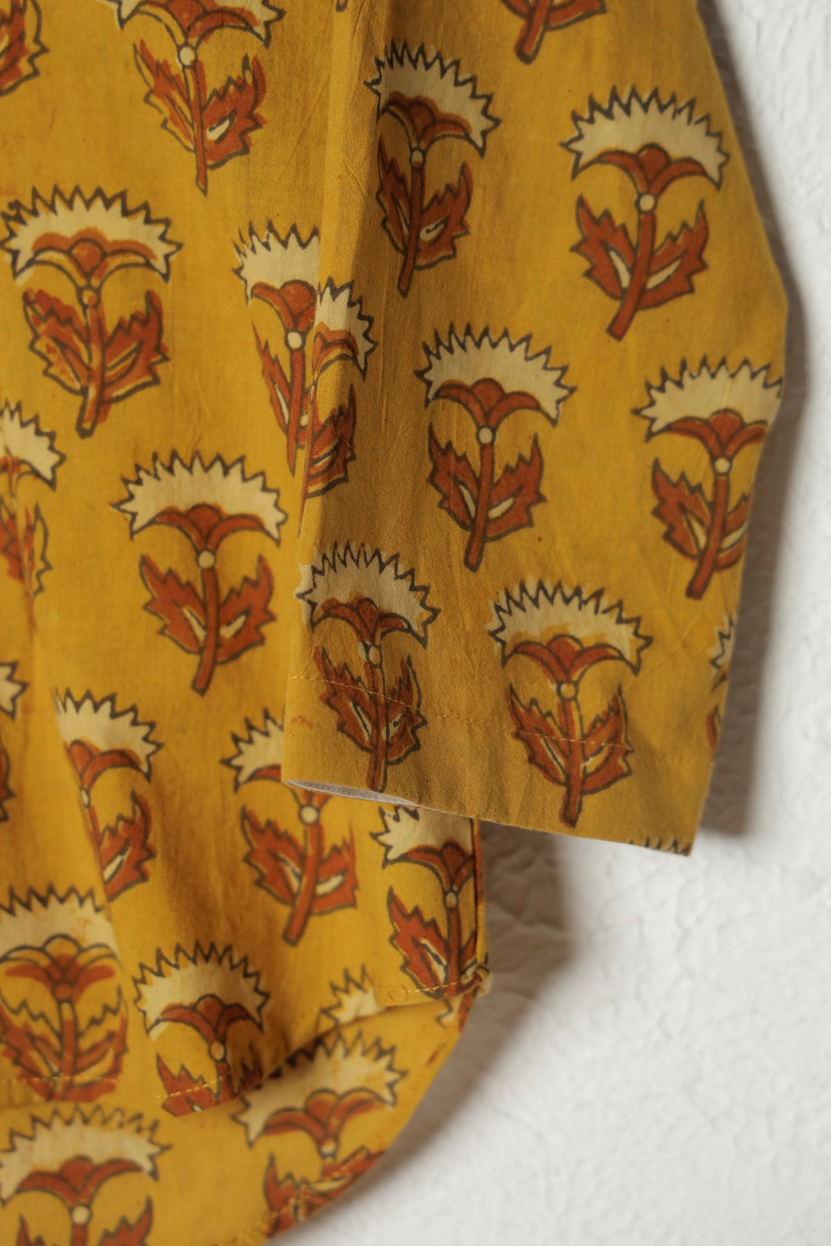 Mustard Yellow Block Print Cotton Top
