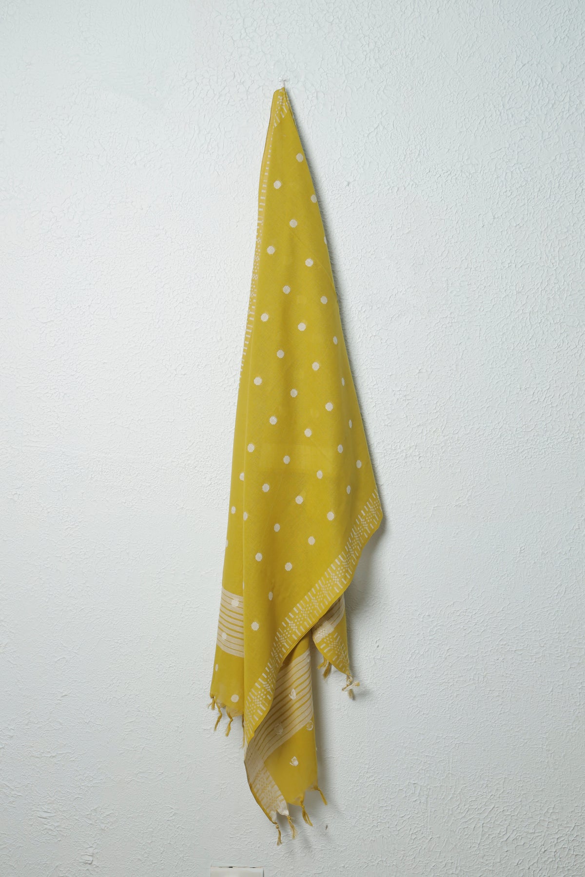 Mustard Yellow Boti Handloom Cotton Kurta Set with Dupatta