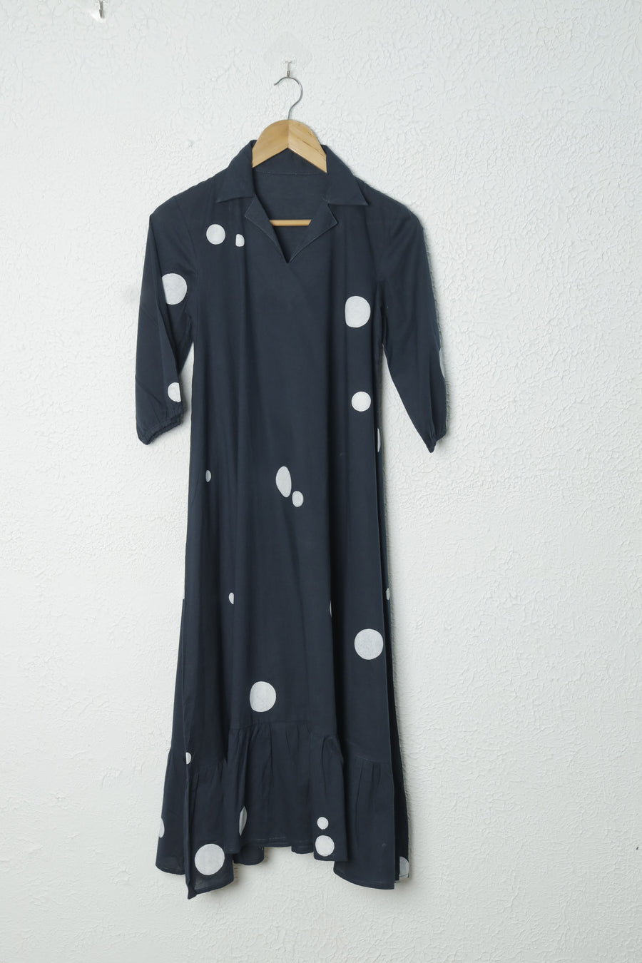 Navy Blue Polka Dot Cotton Dress