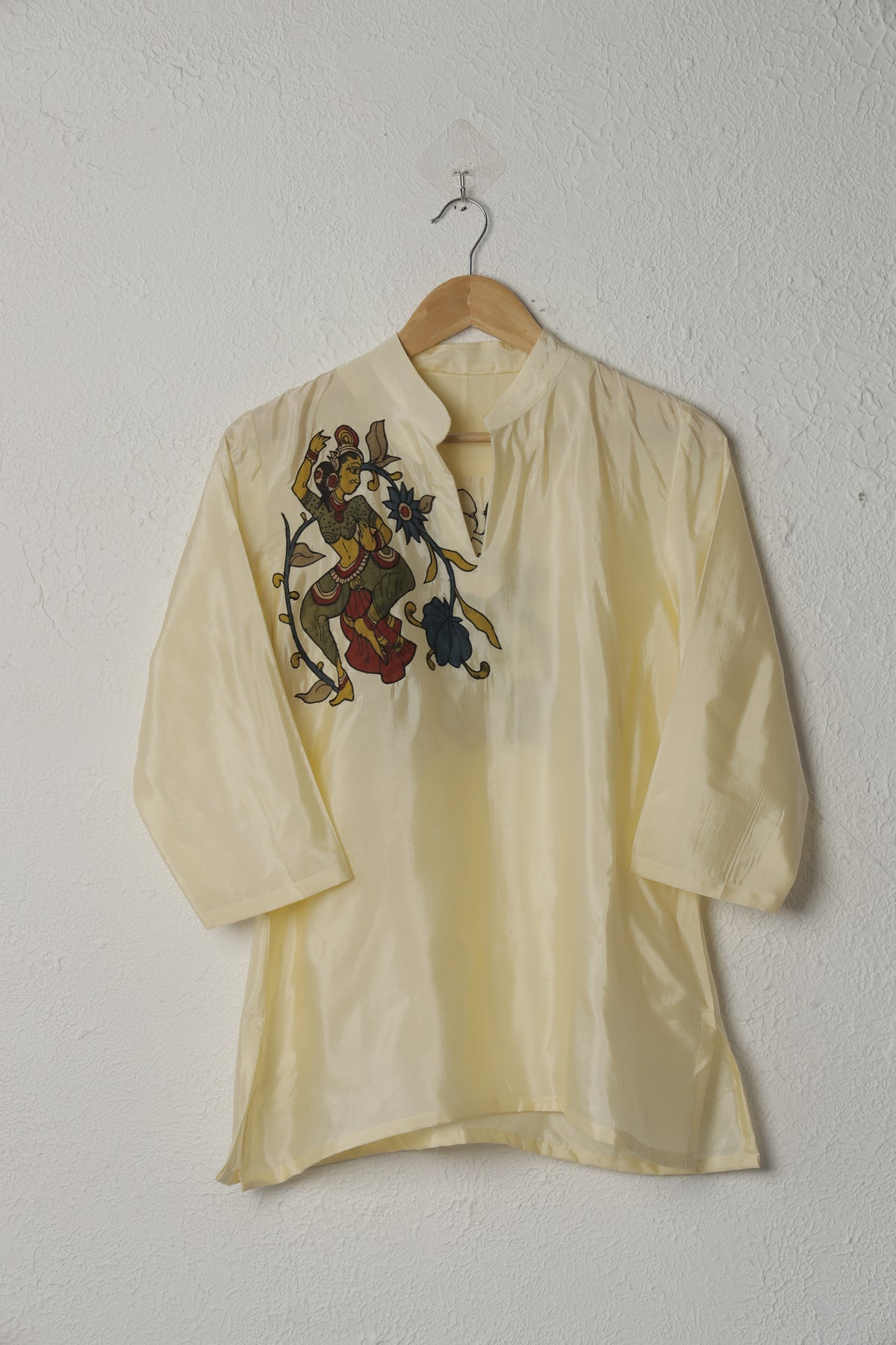 Off-White Silk Kalamkari Patchwork Top