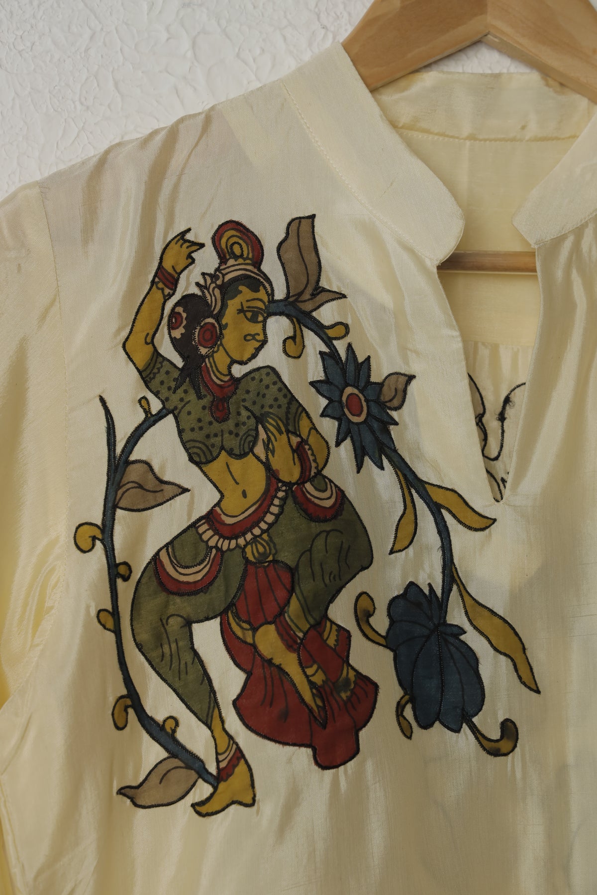 Off-White Silk Kalamkari Patchwork Top