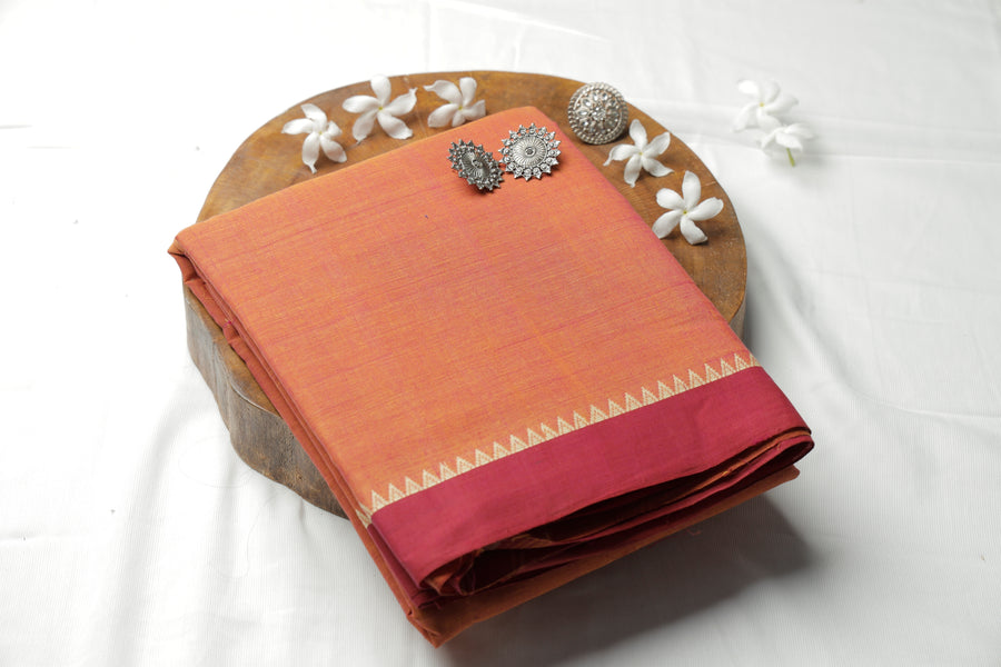 Orange N Handloom Loom Sari