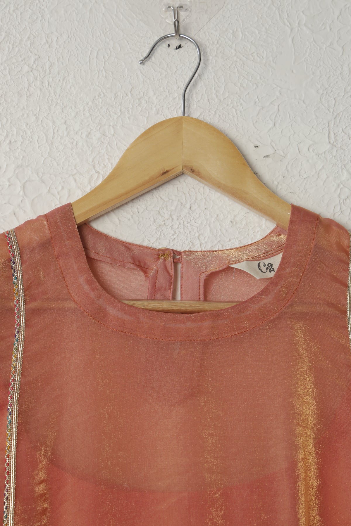 Orange Yellow Fendi Chiffon Kurta Set with Lace Work