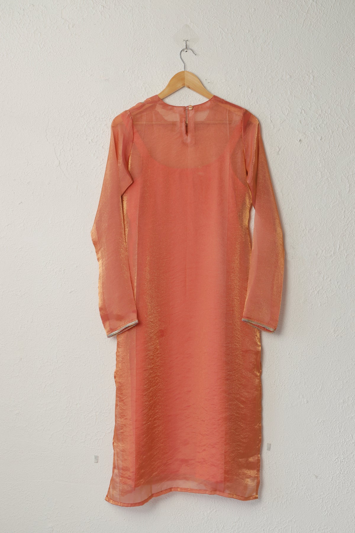 Orange Yellow Fendi Chiffon Kurta Set with Lace Work