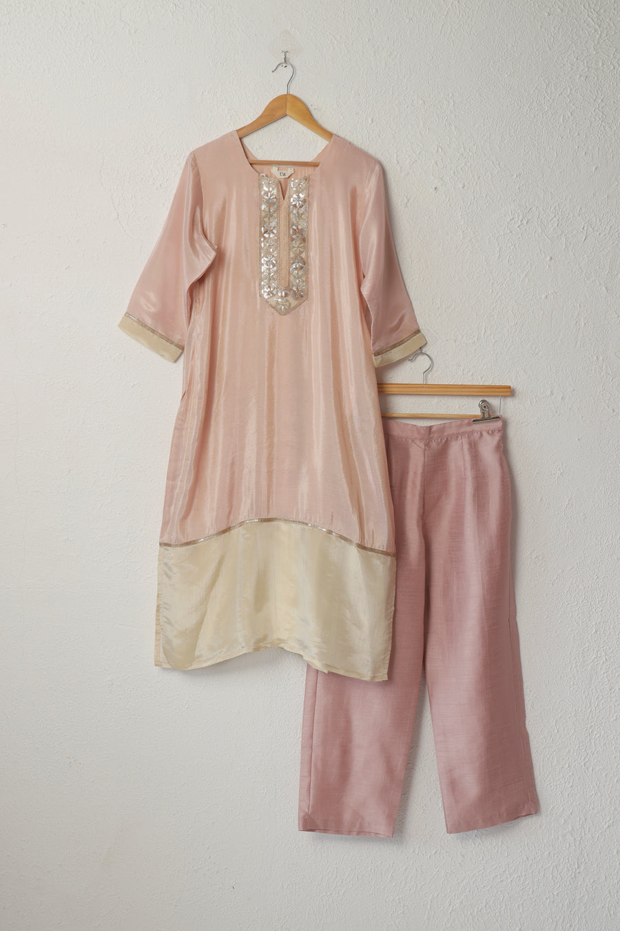 Pink Cosmos Silk Kurta Set with Yoke Detail