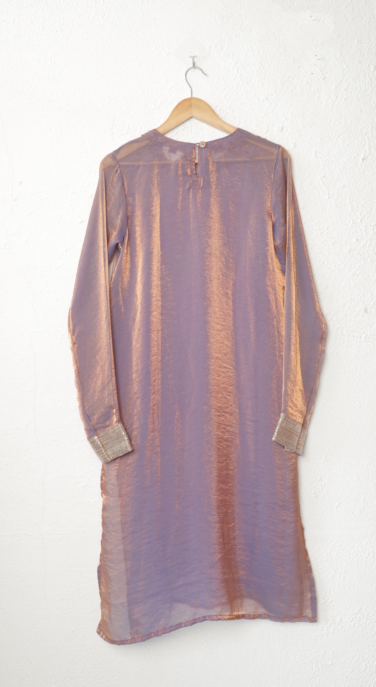Purple and Beige Fendi Chiffon Kurta Set with Lace Work