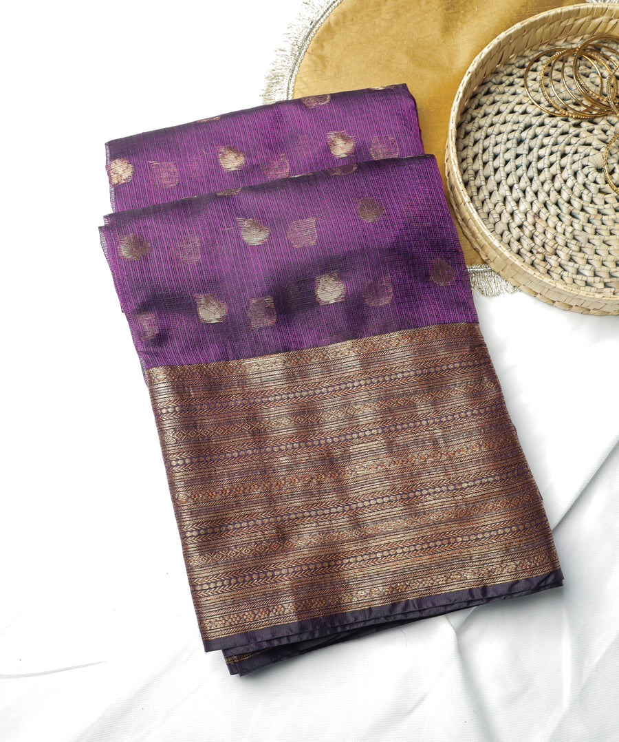 Purple Gold Boti Silk Kota Sari