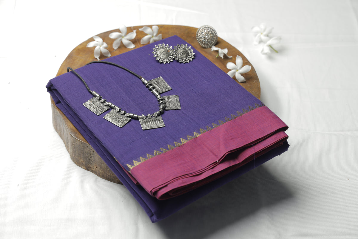 Purple N Handloom Loom Sari
