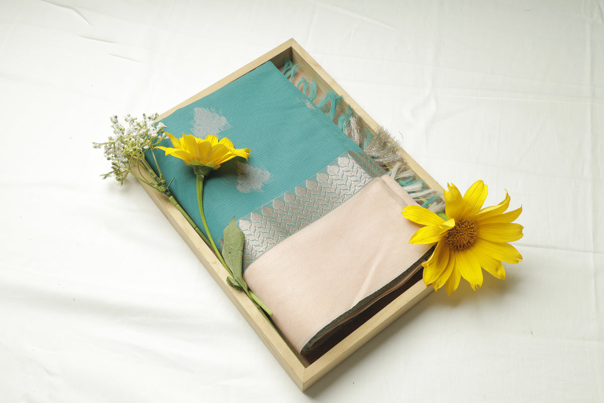 Rama Green Cotton Loom Sari