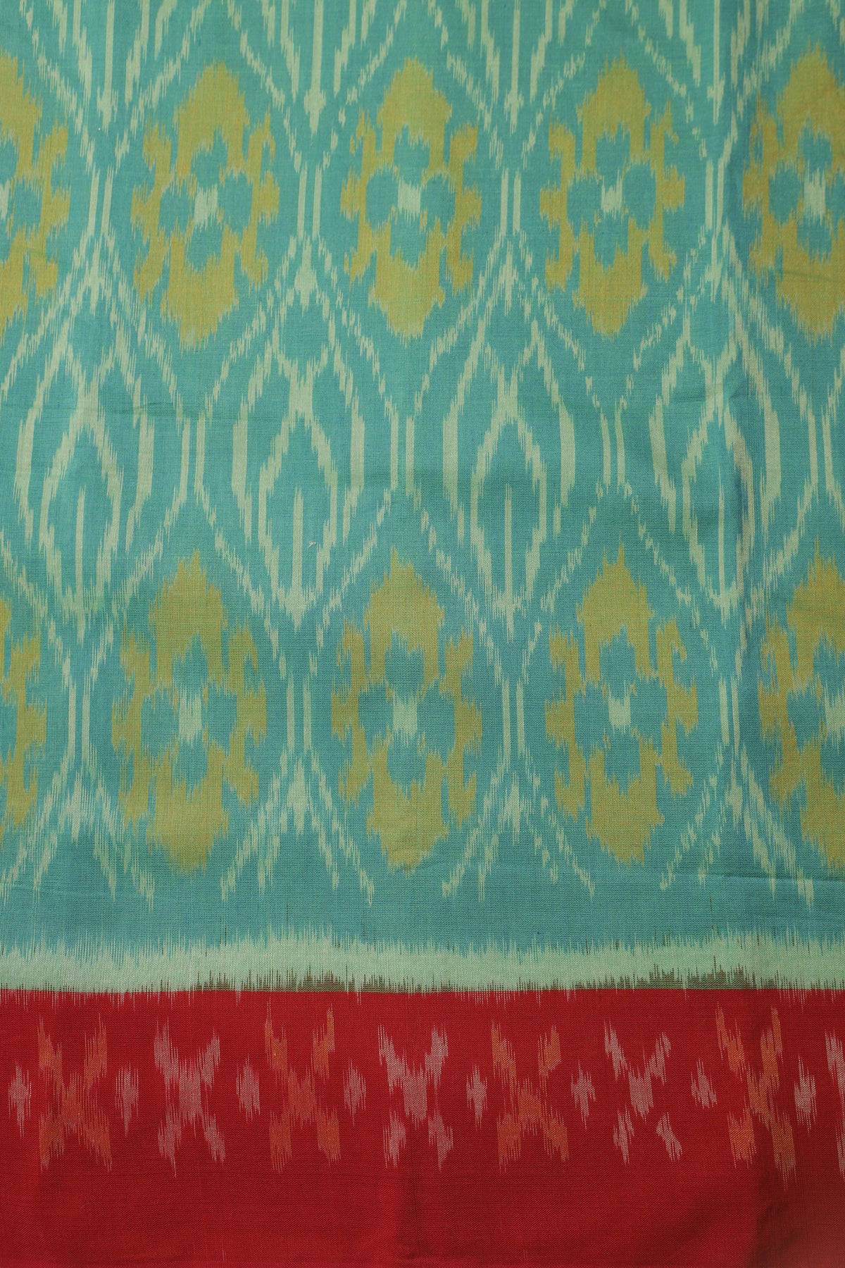 Rama Green Ikat Weave Handloom Cotton Sari