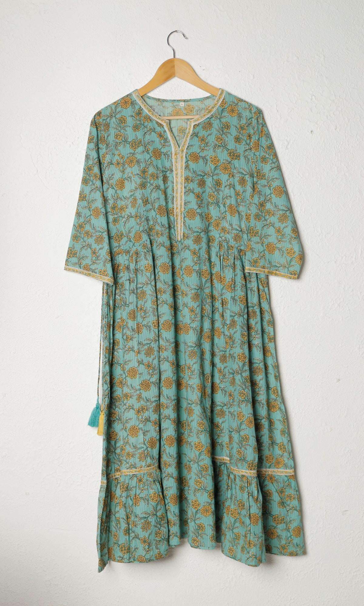 Rama Green Block Print Cotton Dress