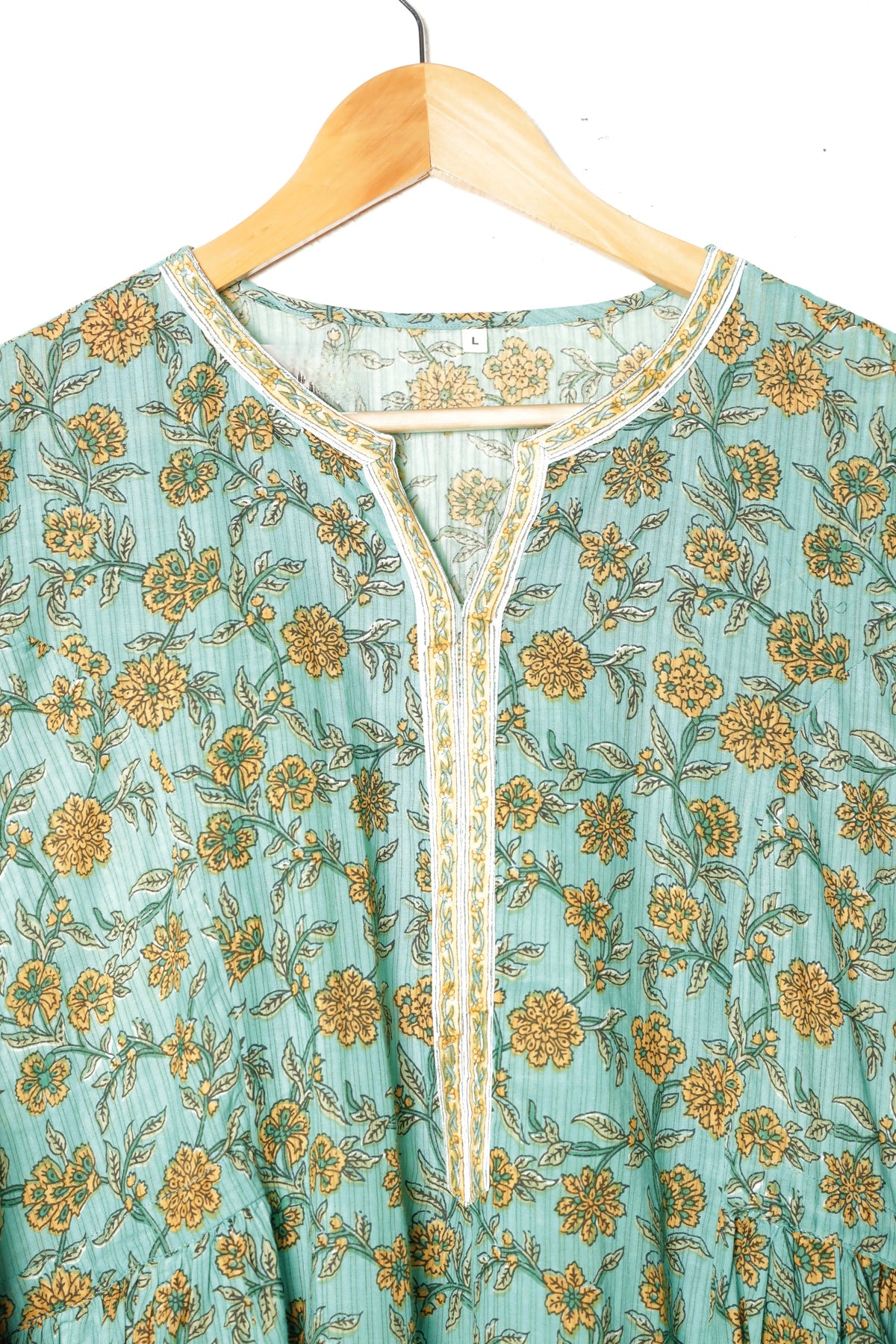 Rama Green Block Print Cotton Dress