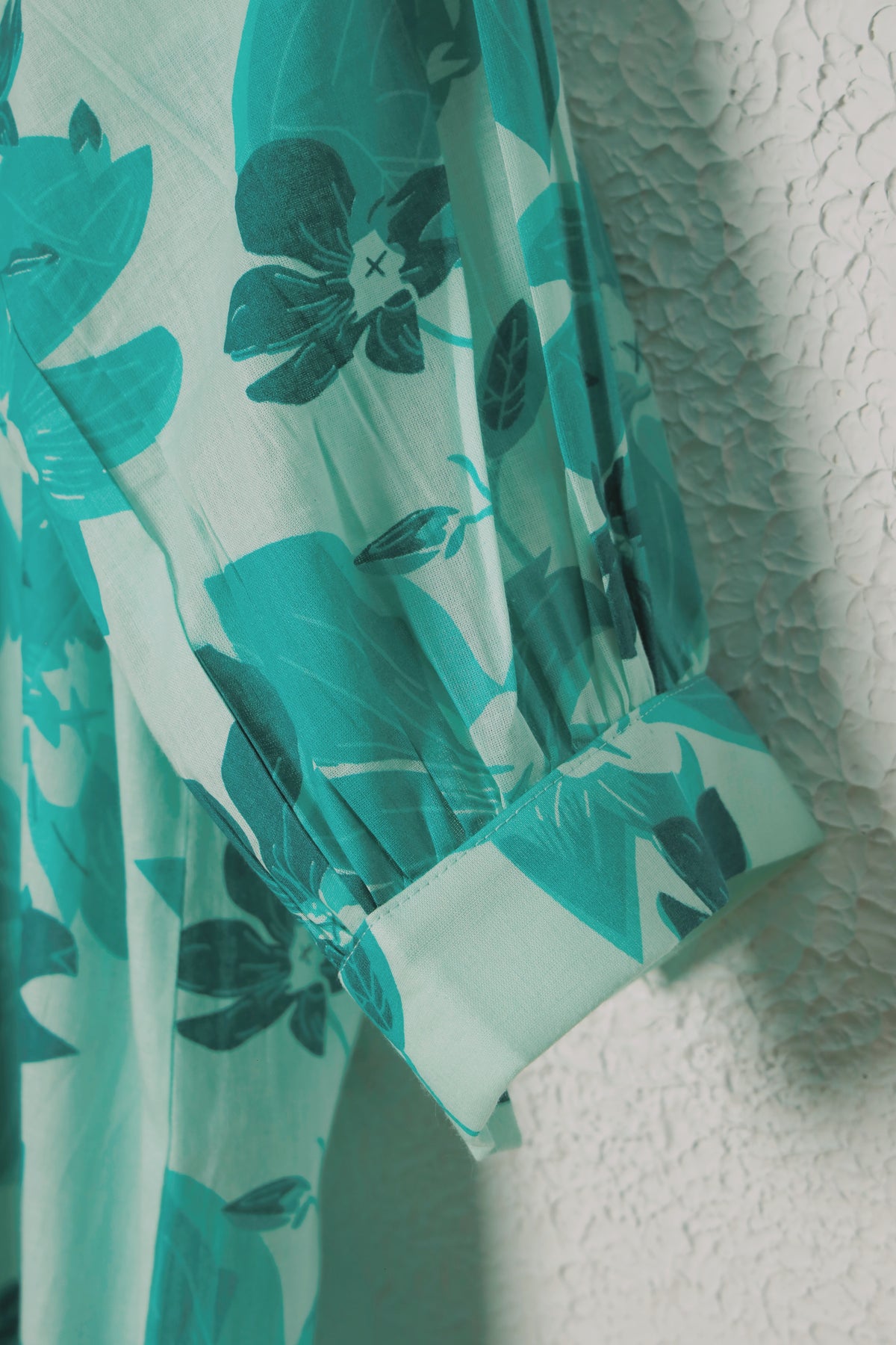 Rama Green Floral Print Shirt Style Cotton Dress