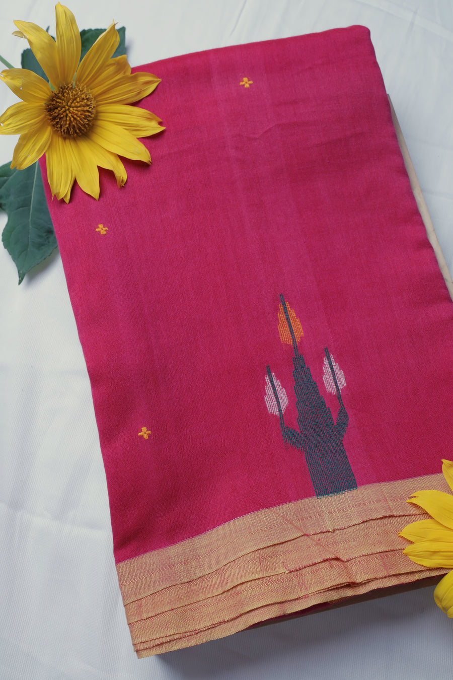 Rani Pink Bengal Cotton Handloom Sari