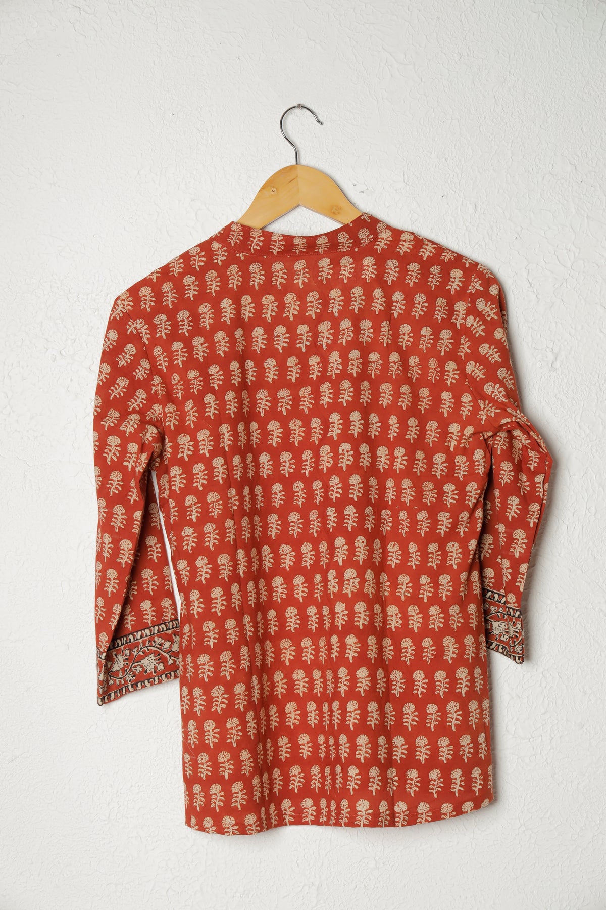 Red Printed Cotton Short Kurta