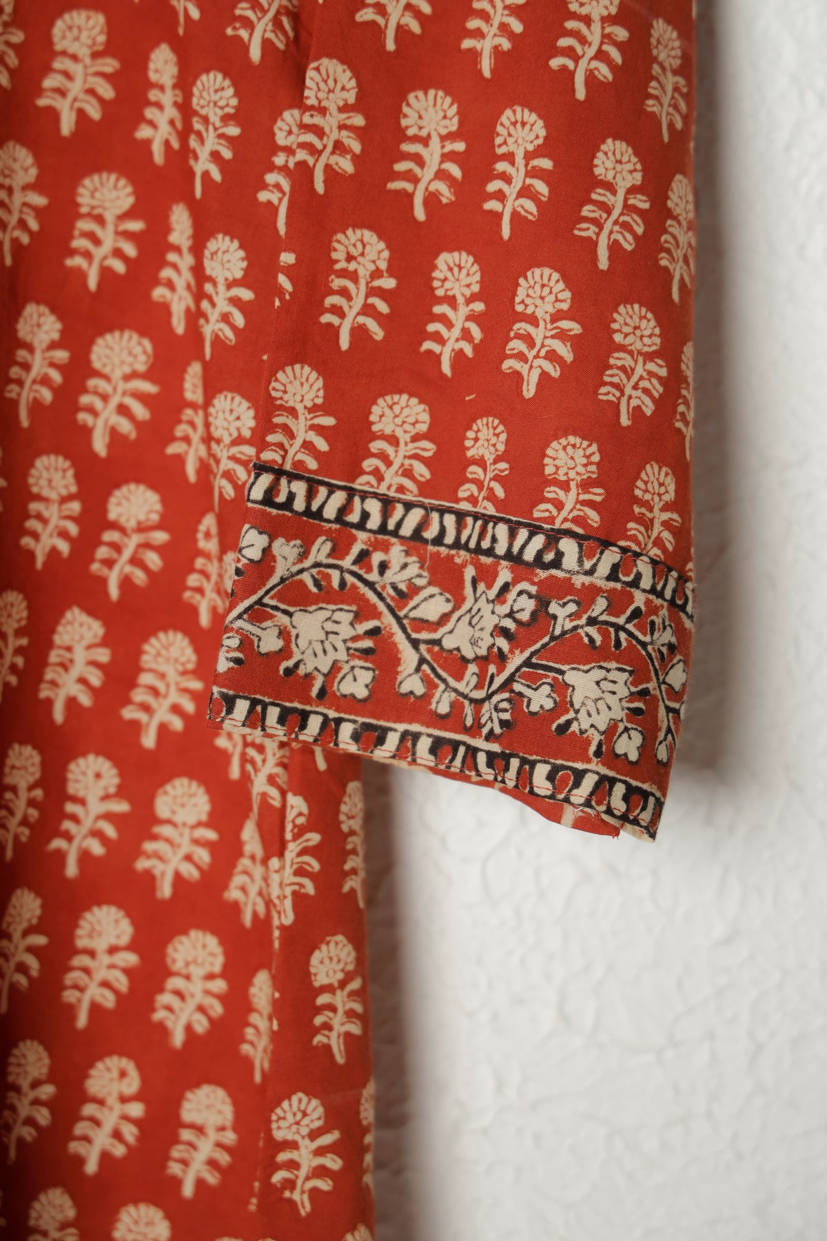 Red Printed Cotton Short Kurta